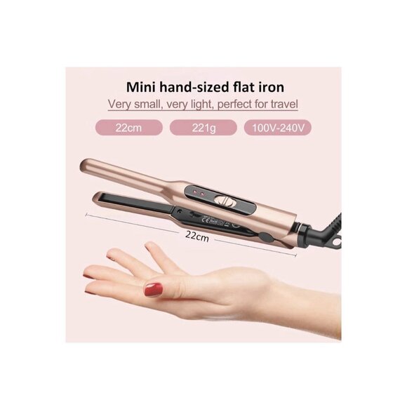 Small Flat Iron 3/10" Mini Hair Straightener for Short Hair Curling Iron - Picture 2 of 9
